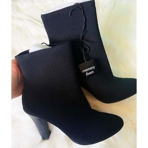Worthington JANICE Boots Size 9 Black Memory Foam Heel Booties NWT